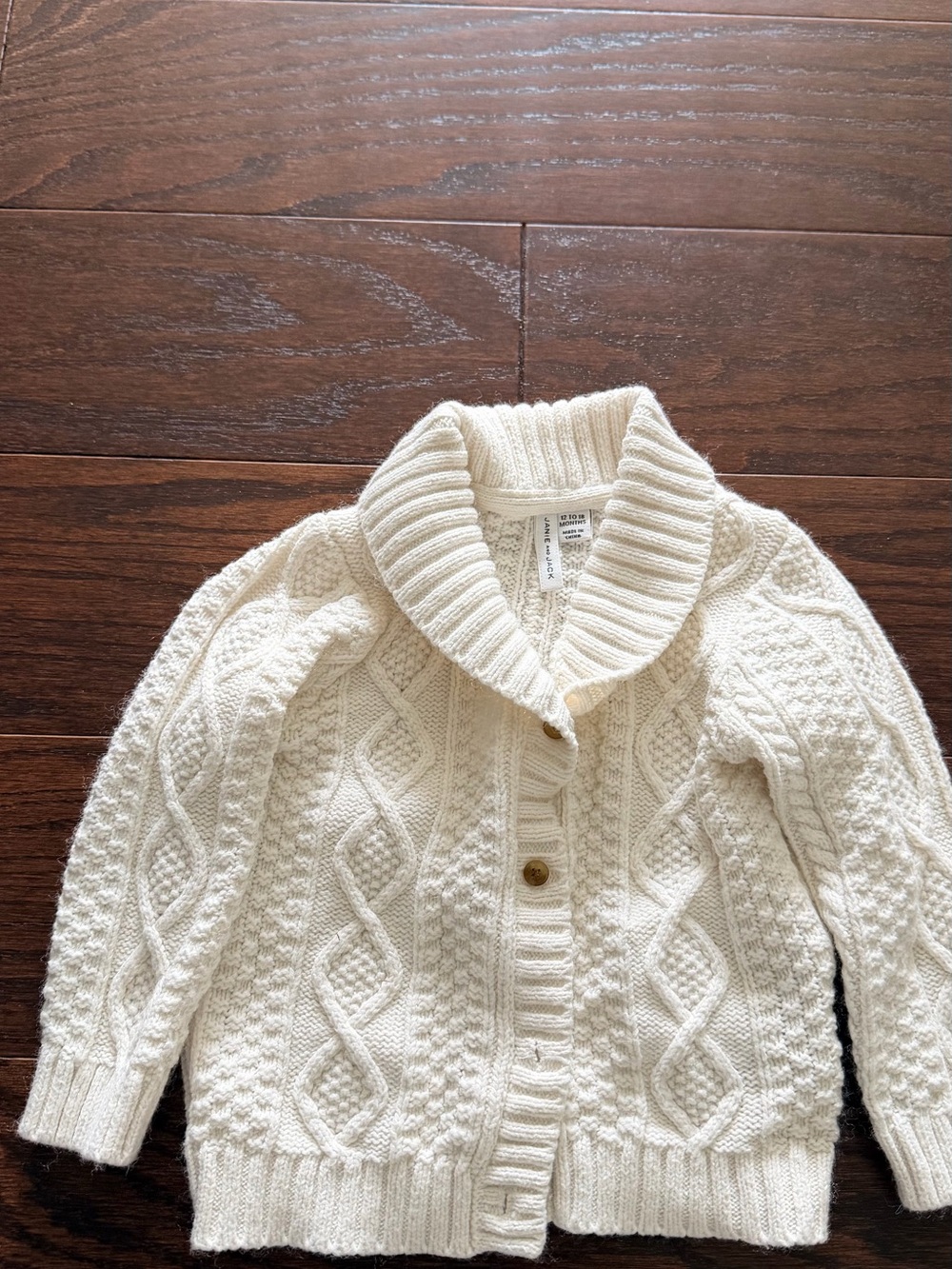 Janie and Jack Cream Cable-Knit Shawl Collar Cardigan